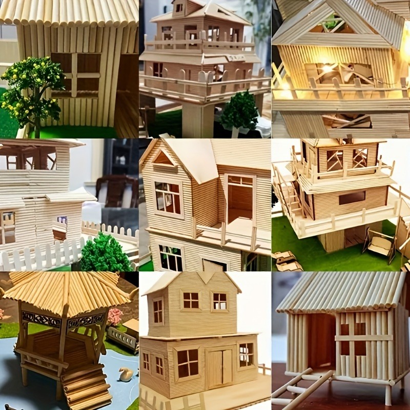 100Pcs 라운드 나무 스틱 DIY 수제 건물 모델  - Woodworking Class 리뷰 및 가격